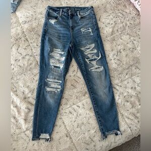 American Eagle Outfitters Ripped Dark Blue Skinny Jeans